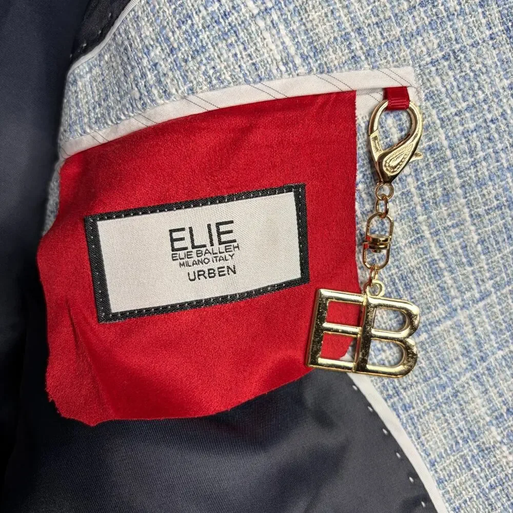 Elie Balleh Size 3XL Suit Jacket Blazer Cotton Blend Light Blue NWT